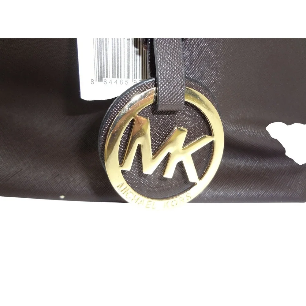 NWT Michael Kors Luxury Tote Charm Gunmetal‎ Saffiano Leather Gold Hardware